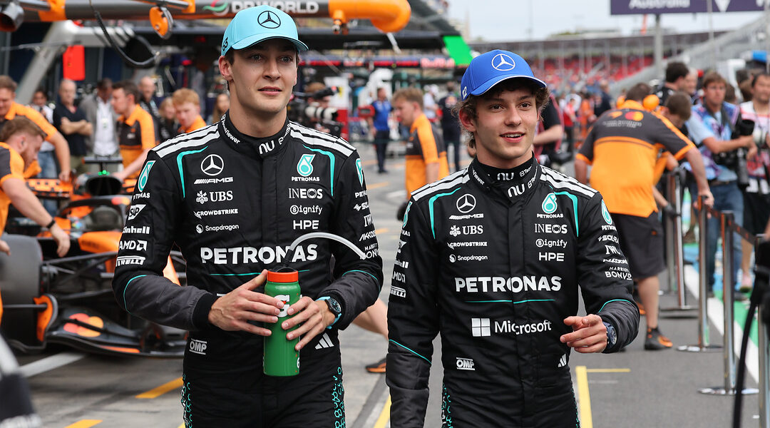 George Russell ja Kimi Antonelli, Foto: Steve Etherington / Mercedes AMG Petronas