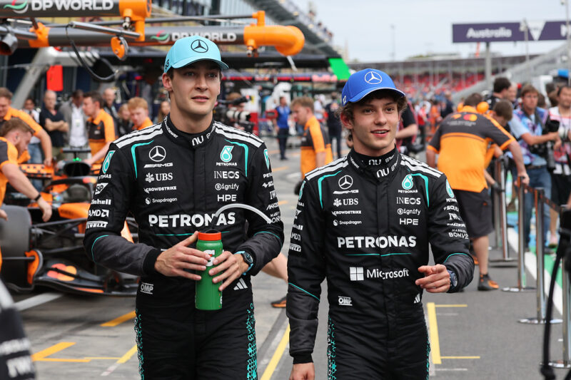 George Russell ja Kimi Antonelli, Foto: Steve Etherington / Mercedes AMG Petronas