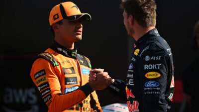 Lando Norris ja Max Verstappen, Foto: Rudy Carezzevoli/Getty Images / Red Bull Content Pool