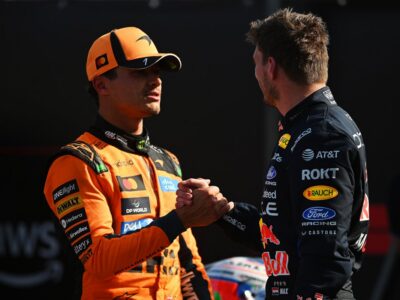 Lando Norris ja Max Verstappen, Foto: Rudy Carezzevoli/Getty Images / Red Bull Content Pool