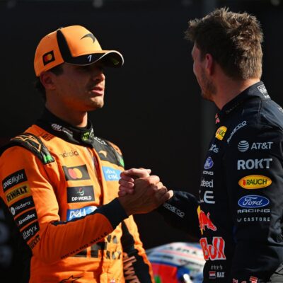 Lando Norris ja Max Verstappen, Foto: Rudy Carezzevoli/Getty Images / Red Bull Content Pool