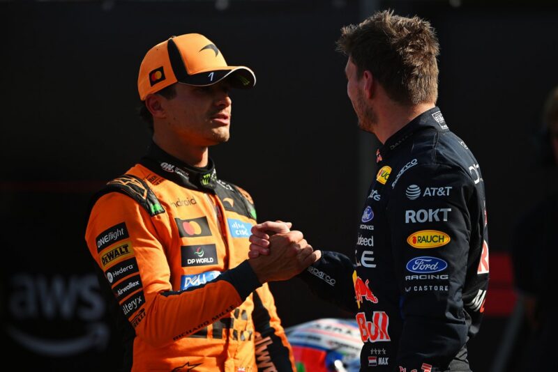 Lando Norris ja Max Verstappen, Foto: Rudy Carezzevoli/Getty Images / Red Bull Content Pool